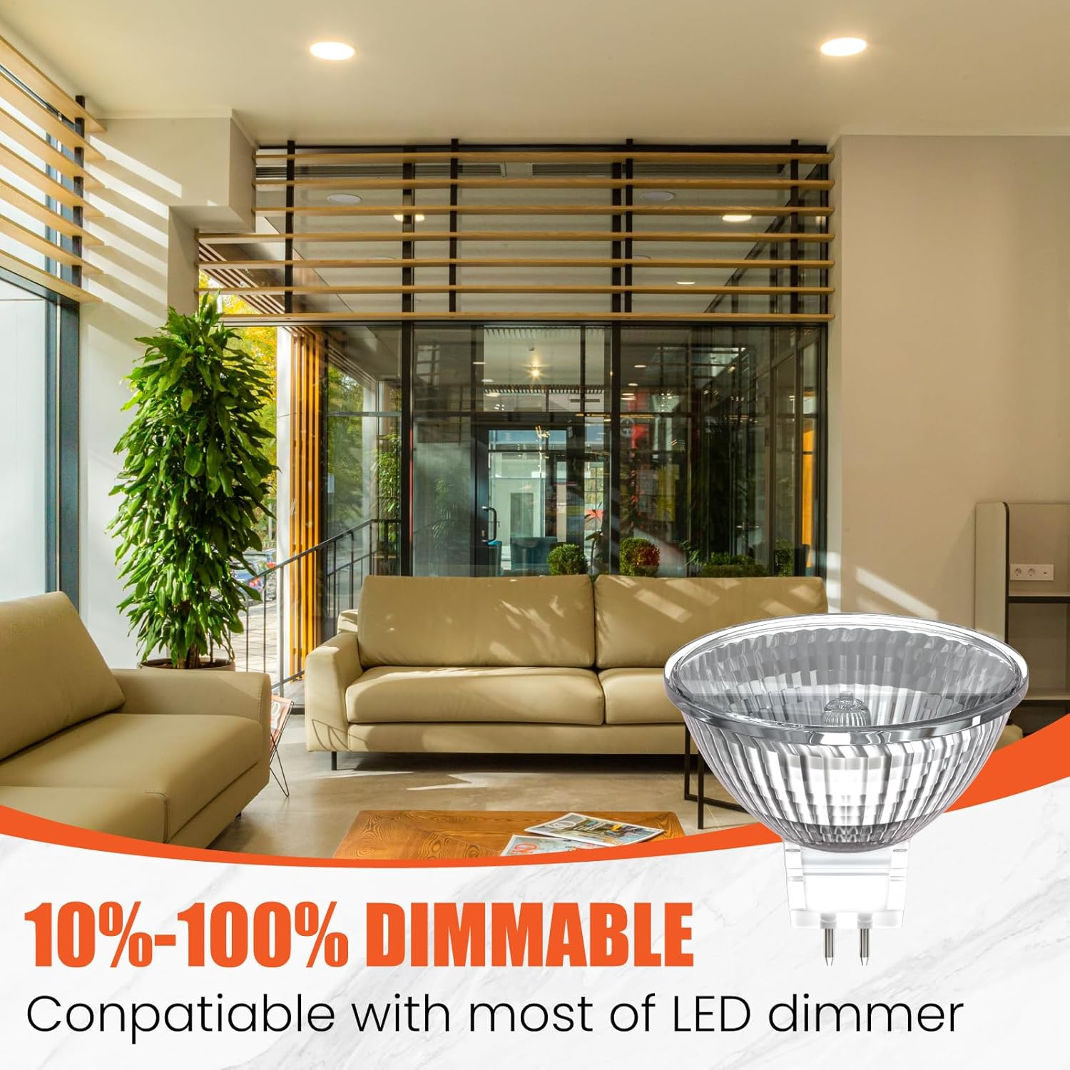 Brightark MR16 Halogen Bulbs 50W 12V Dimmable GU5.3 Spotlights Bulb Warm White 2800K, GU5.3 Bi-Pin Base Spotlight Reflector Lamp for Corridor Kitchen Balcony (6 Pcs) image number 1