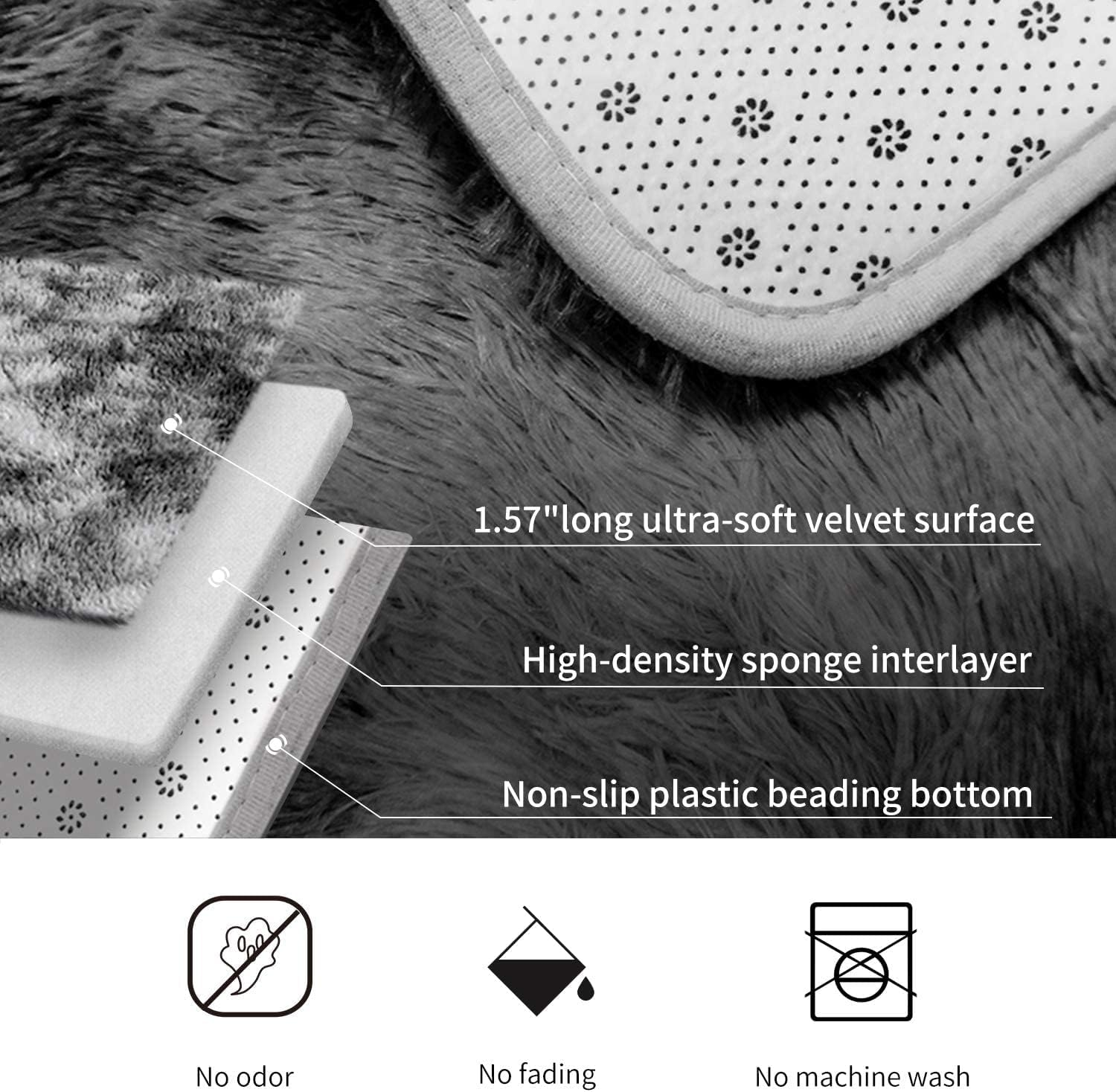 Area Rugs Soft Shaggy Comfy and Fluffy Rug for Living Room Bedroom Kids Room Nursery Modern Carpet Indoor Floor Mat Anti-Skid Rugs Home Decor (Black Grey,120X160Cm) image number 1