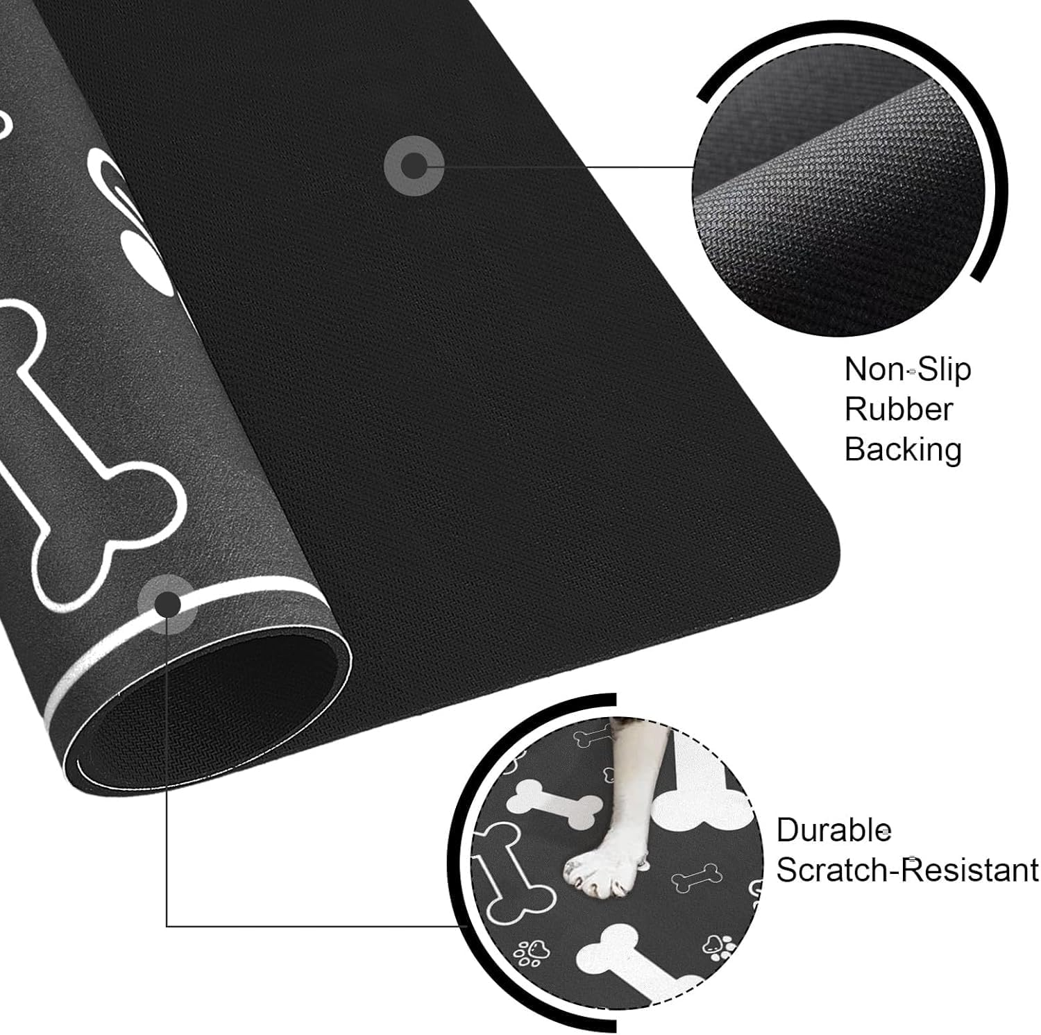 Caiyloxn Dog and Cat Bowl Mat 50 X 30 Cm Non-Slip Feeding Mat Cat Waterproof Dog Bowl Mat for Pets image number 5