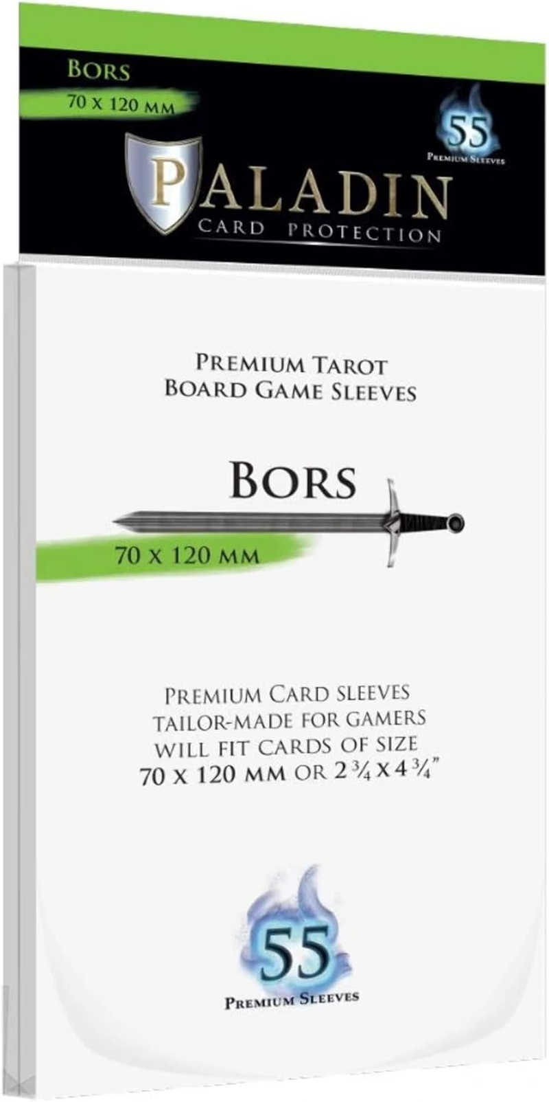 Paladin Bors Board Game Sleeves, 70 Mm X 120 Mm, Clear (55 Pieces)