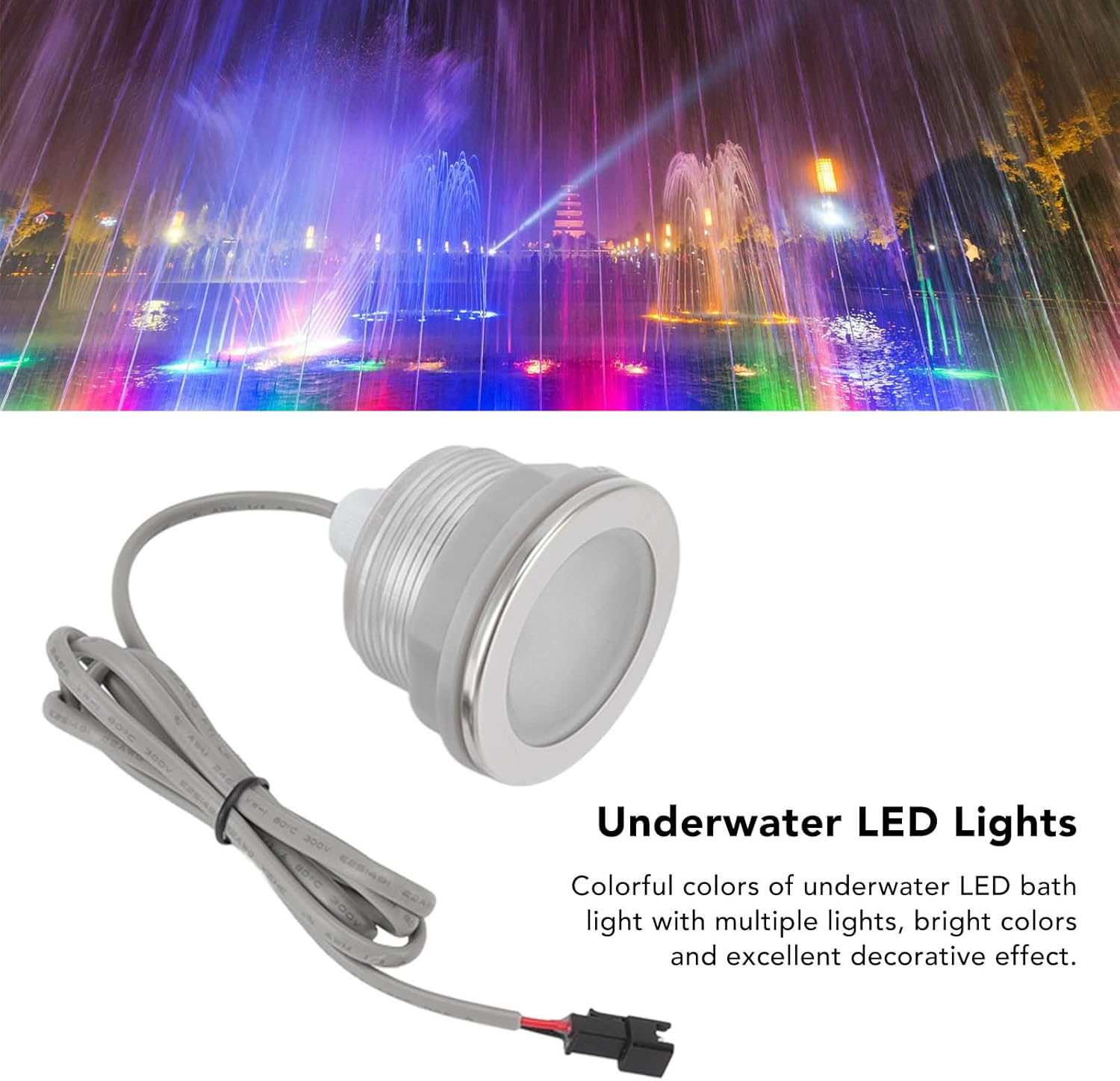 Stainless Steel Underwater LED Bathtub Light, Colorful Submersible Pool Lights for Bathtubs, Fish Ponds image number 2