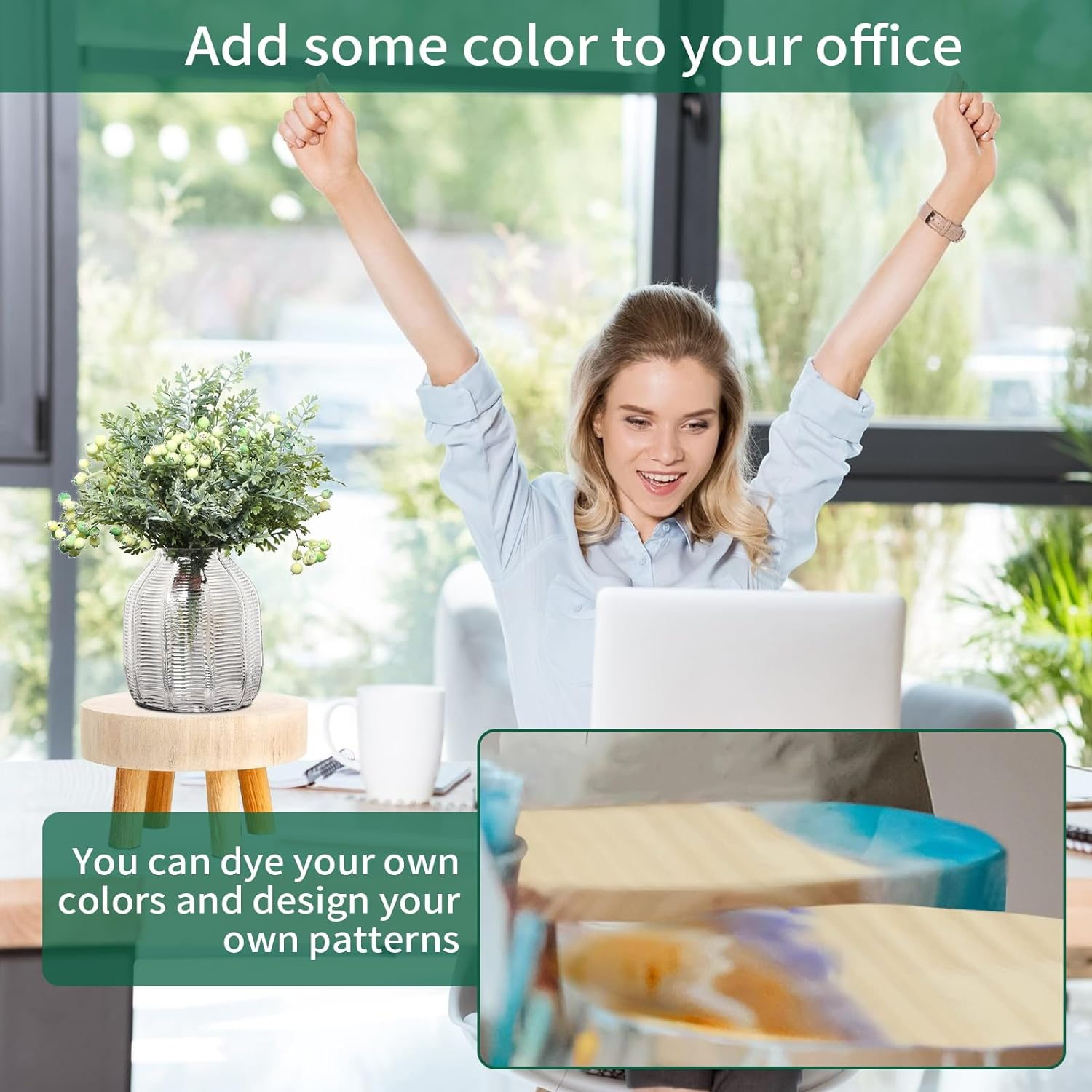 Wooden Plant Stool, Mini Wooden Stool Display Stand, round Decorative Flower Shelf Bonsai Rack, Small Table Succulents Flower Shelf, Modern Plant Stand for Indoor Outdoor Decoration, Garden Holder (S)