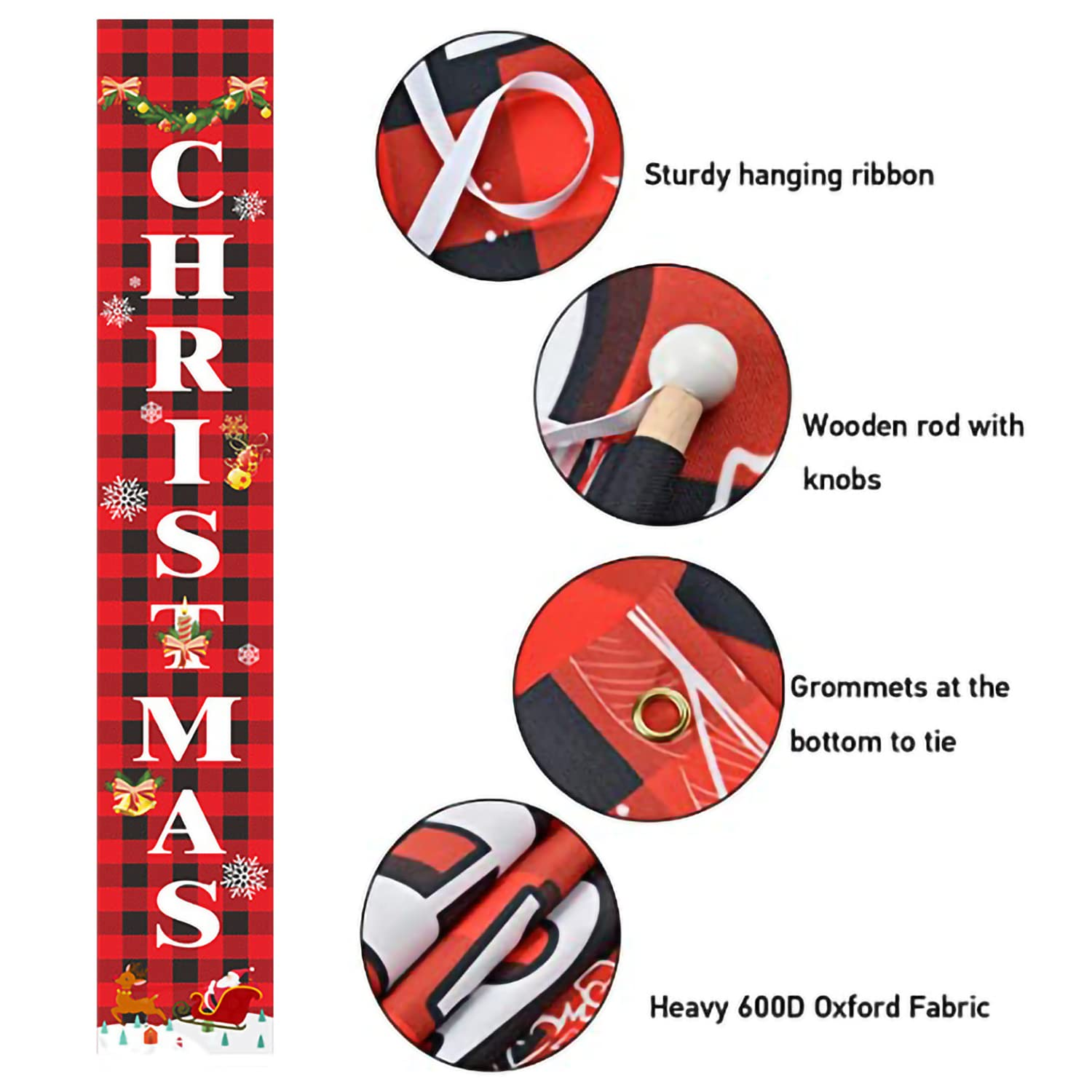 GIOD Christmas Porch Sign, Christmas Decoration, Yard Signs, Merry Christmas Decoration Banner, Decorative Door Curtain Hanging Flag, Christmas Holiday Home Outdoor Porch Sign image number 5