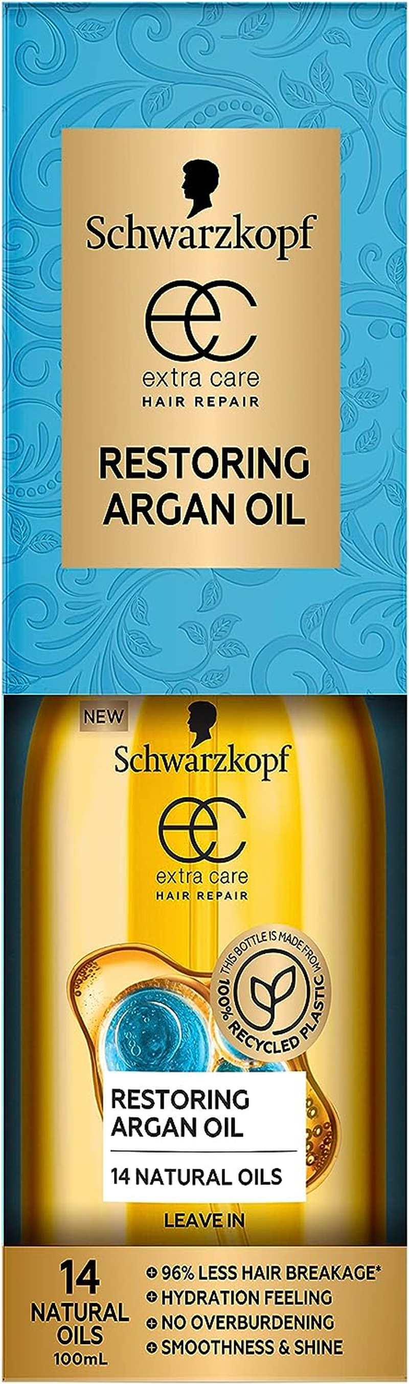 Schwarzkopf Extra Care Restoring Argan Oil,Strengthening Hair Oil Treatment, Contains Argan Oil, 100Ml