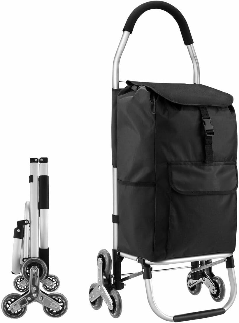 Folding Shopping Trolley with Stair Climbing Wheels Shopping Cart Aluminium Waterproof Foldable Grocery Cart Market Shopping Bag Utility Cart 45L image number 3