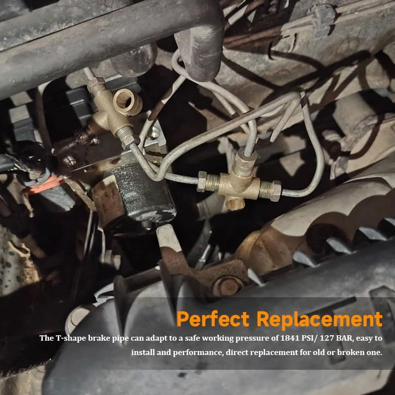 10Mm 3-Way Brake Line Tee, Bras Pipe Fitting Connector with 3 M10 Male Nuts, Universal Fit for 3/16" Automotive Brake Systems and Industrial Hydraulics image number 1