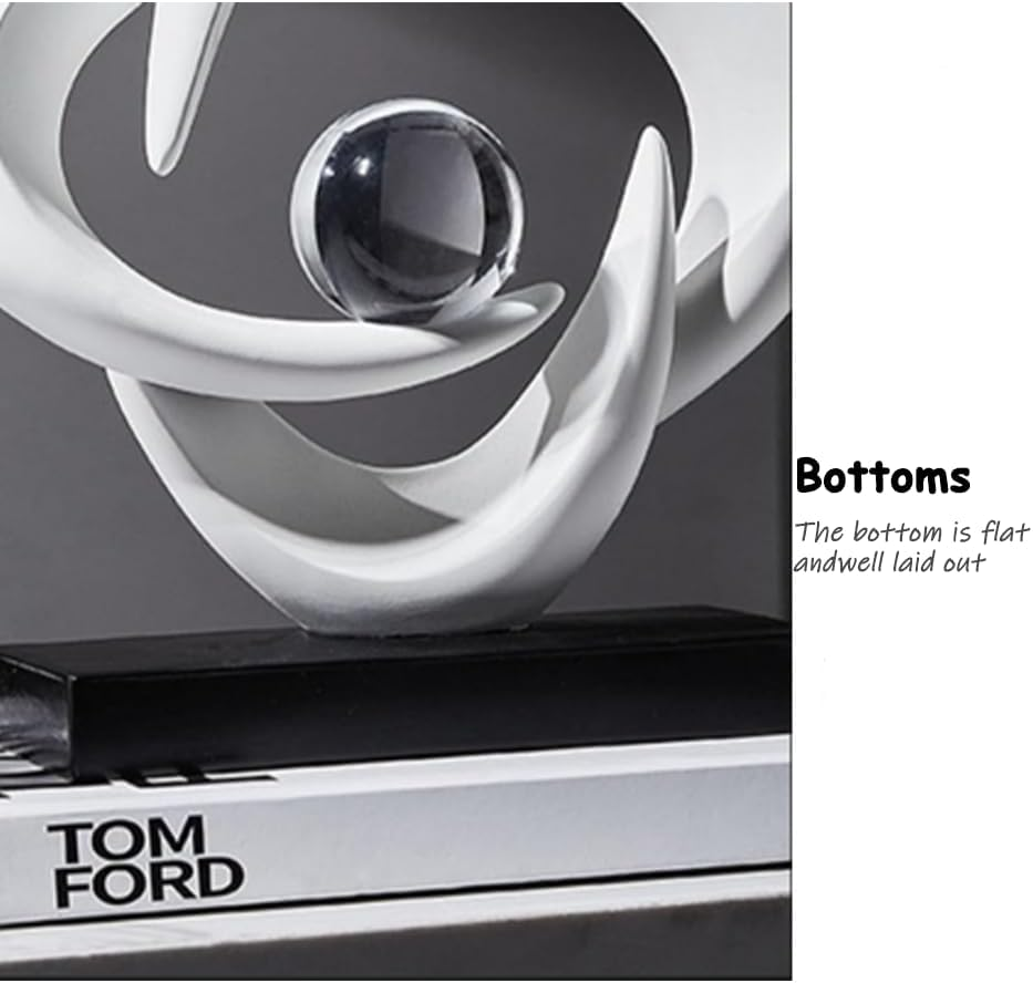 Modern Resin Abstract Sculpture,Tabletop Home Decor,Decorative Figurine for Tabletop Bookshelf Living Room,Office Decor (White) image number 3