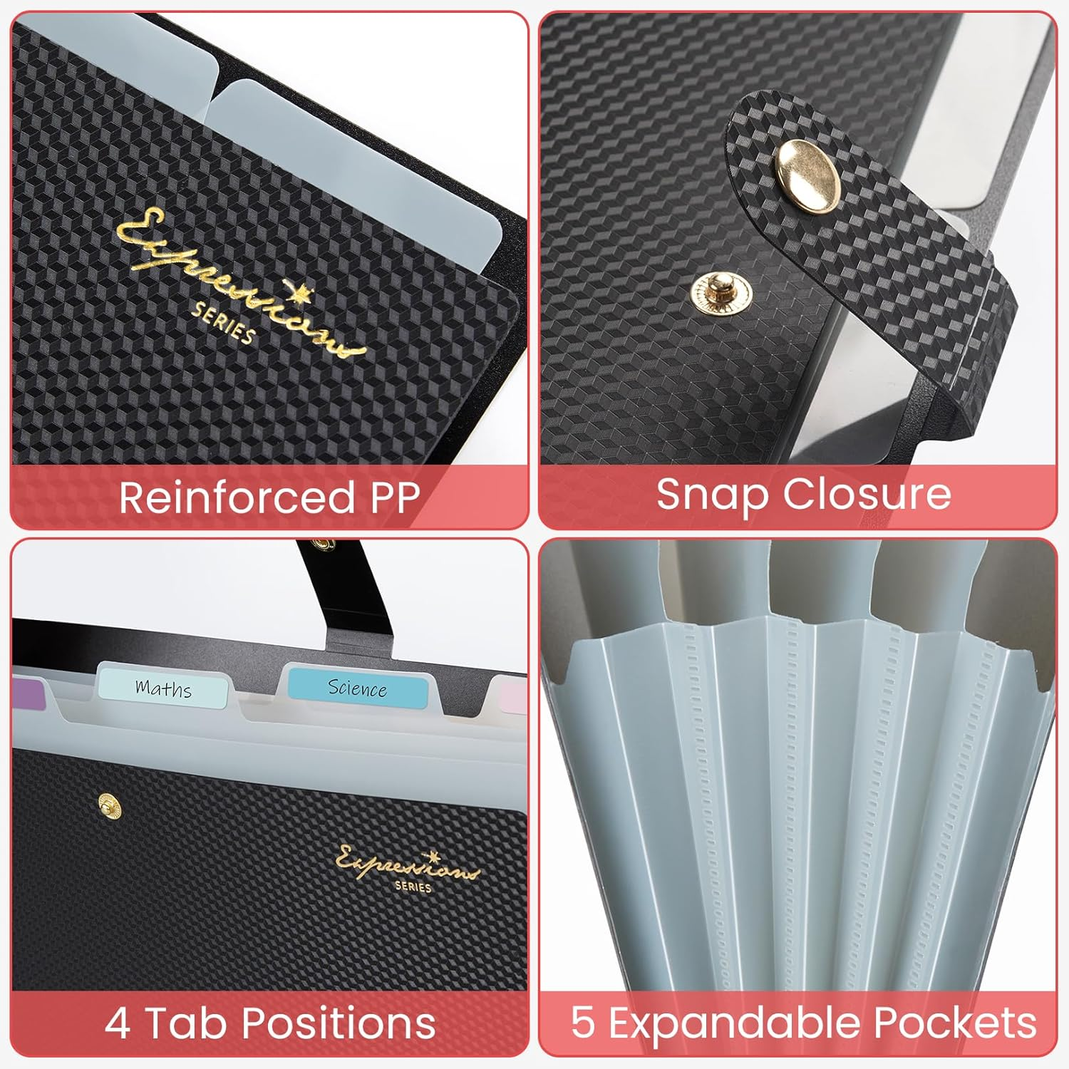 Sooez Expanding File Folder, Letter Size Accordion File Organizer, 5 Pocket Folders for Documents, Cute Folder with Labels, Portable Paper Organizer for School Office Supplies, A4 Size, Purple image number 4