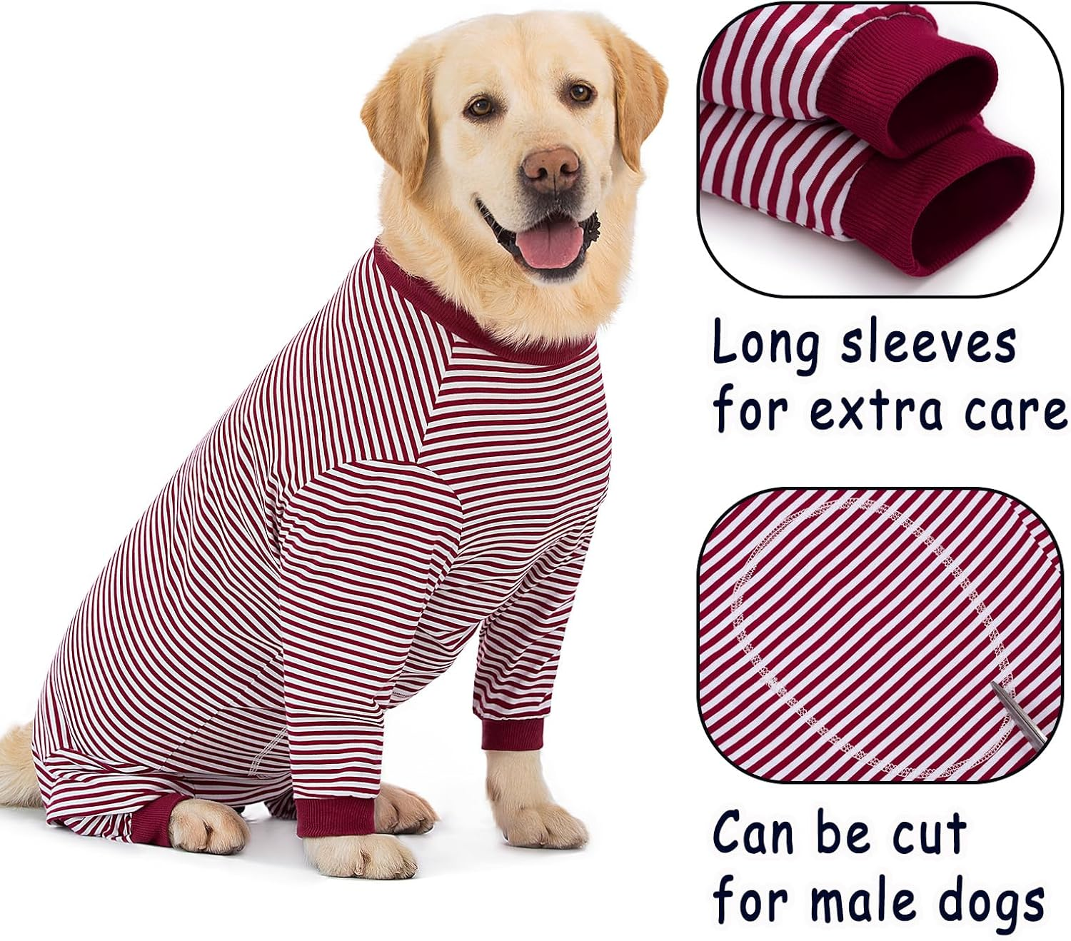 Axcimond Dog Bodysuit with Legs for Large and Medium Dogs Surgical Body Dog Castration Male Dog Bodysuit after Surgery with Zip Dog Onesie Full Body Leak Protection Dog Collar Alternative