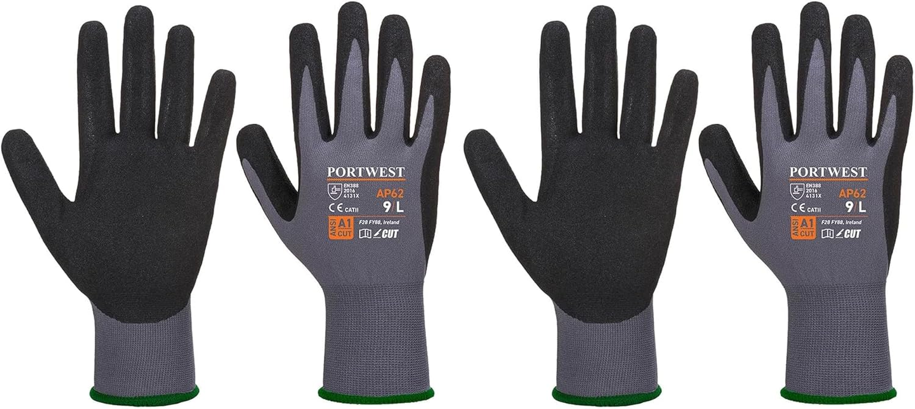 Portwest Unisex Dermiflex Aqua Gloves, Grey, Medium image number 2