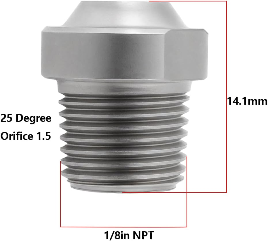 YINETTECH 2Pcs Pressure Washer Nozzle 1/8 Inch NPT Thread Replacement Stainless Steel Spray Nozzle, 25 Degree, 1.5 Holes Outlet Surface Cleaner Nozzle, 4000 PSI image number 5