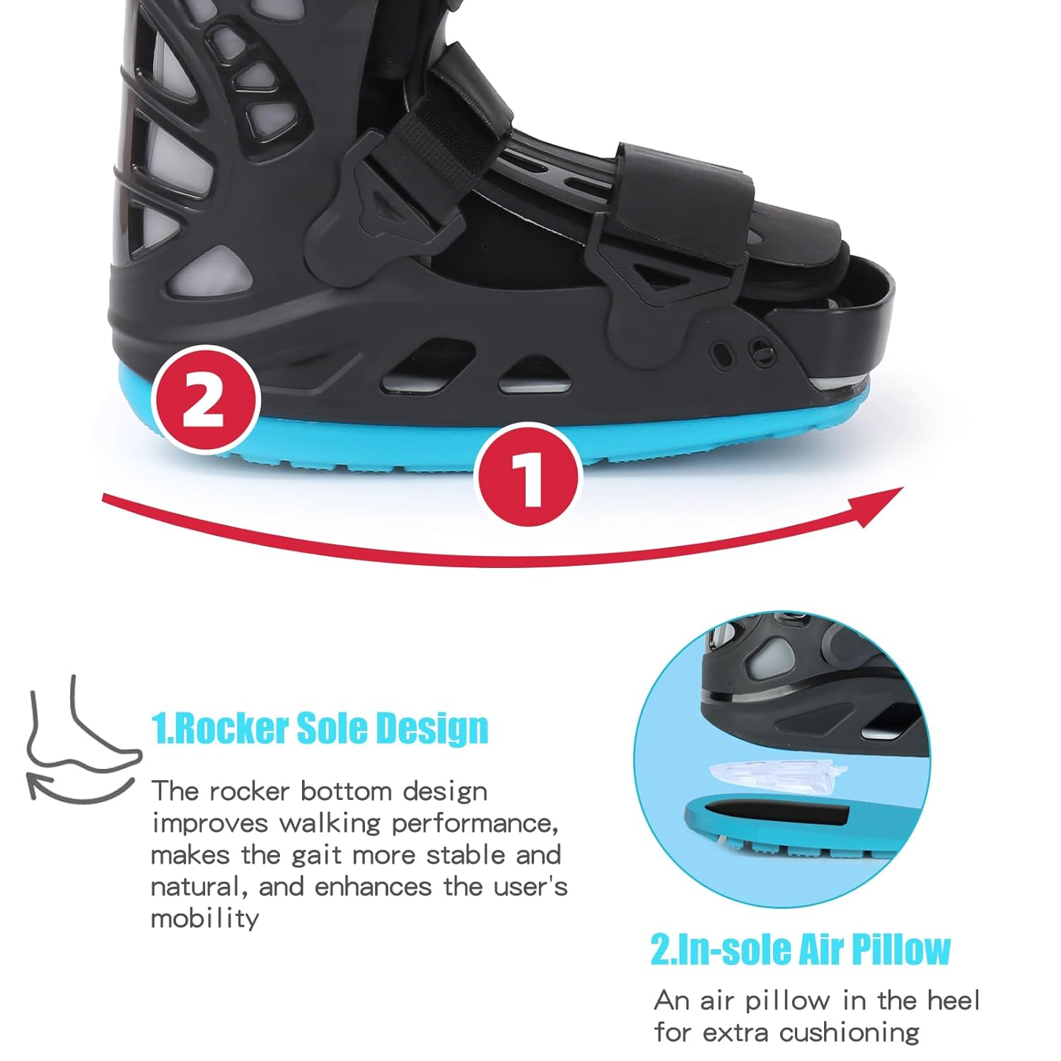 Tall Walker Fracture Boot Inflatable Walking Boot Air Cam Walker Brace Orthopaedic Boot for Sprained Ankle, Foot Pain Recovery, Calf Fracture, Broken Foot, Achilles Tendonitis (L) image number 5