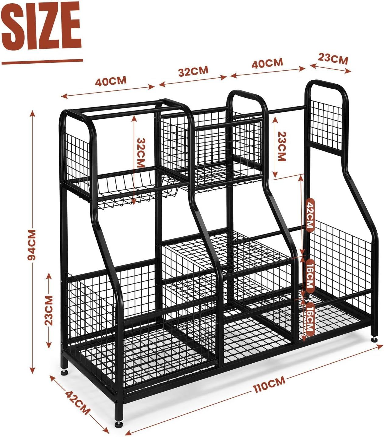 GENKI Large Golf Bag Ball Storage Rack Sports Gear Equipment Organiser for Basketball Football Home Gym Garage Shelves Holder Stand image number 4