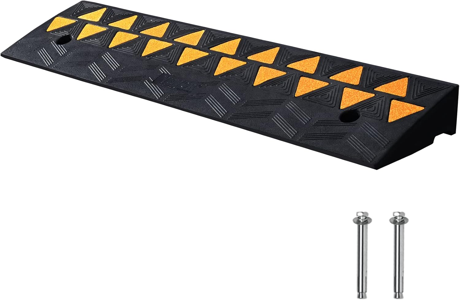 VEVOR Rubber Curb Ramp 9.4 Cm Rise Height Sidewalk Curb Ramp, 25 Cm Width 100 Cm Length Driveway Ramp for Curb, 15T Heavy Duty Rubber Ramp for Forklifts, Trucks, Buses, Cars, Wheelchairs, Bikes
