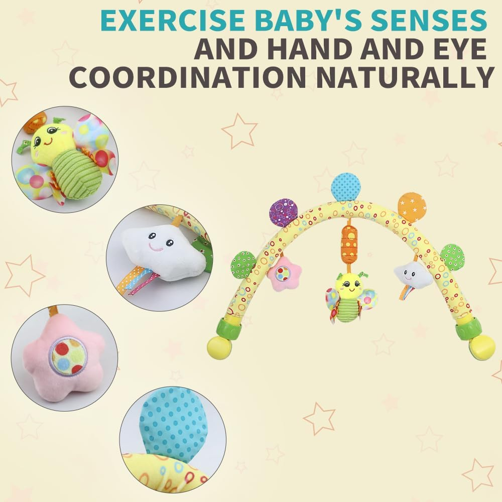 Baby Bassinet Toys, Infant & Toddlers Crib Stroller Accessory & Pram Activity Bar Toy for Senses and Motor Skills Development Indoor and Outdoor (Butterfly) image number 1