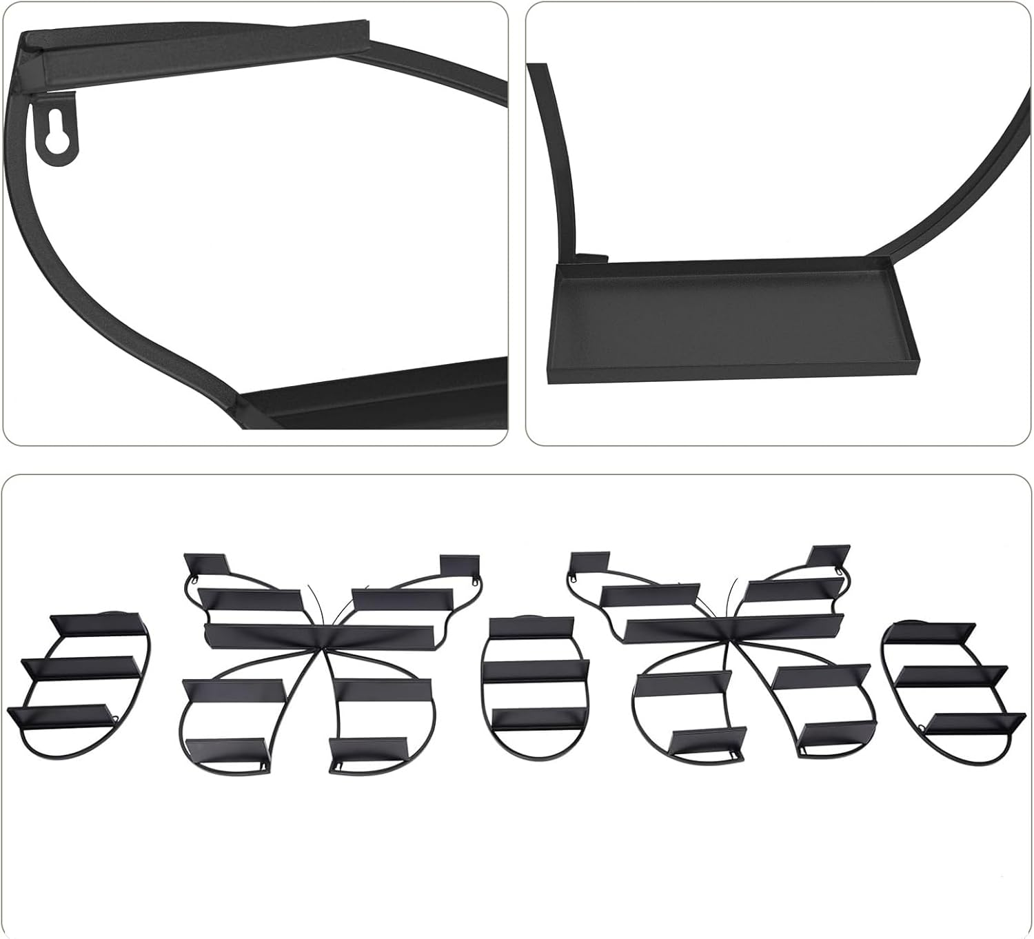 Wall Mounted Nail Polish Storage Rack,Set of 5 Butterfly Nail Polish Shelf for Wall,Metal Cosmetic Display Shelves for Home Spa Salon Shop(Black) - Black image number 5