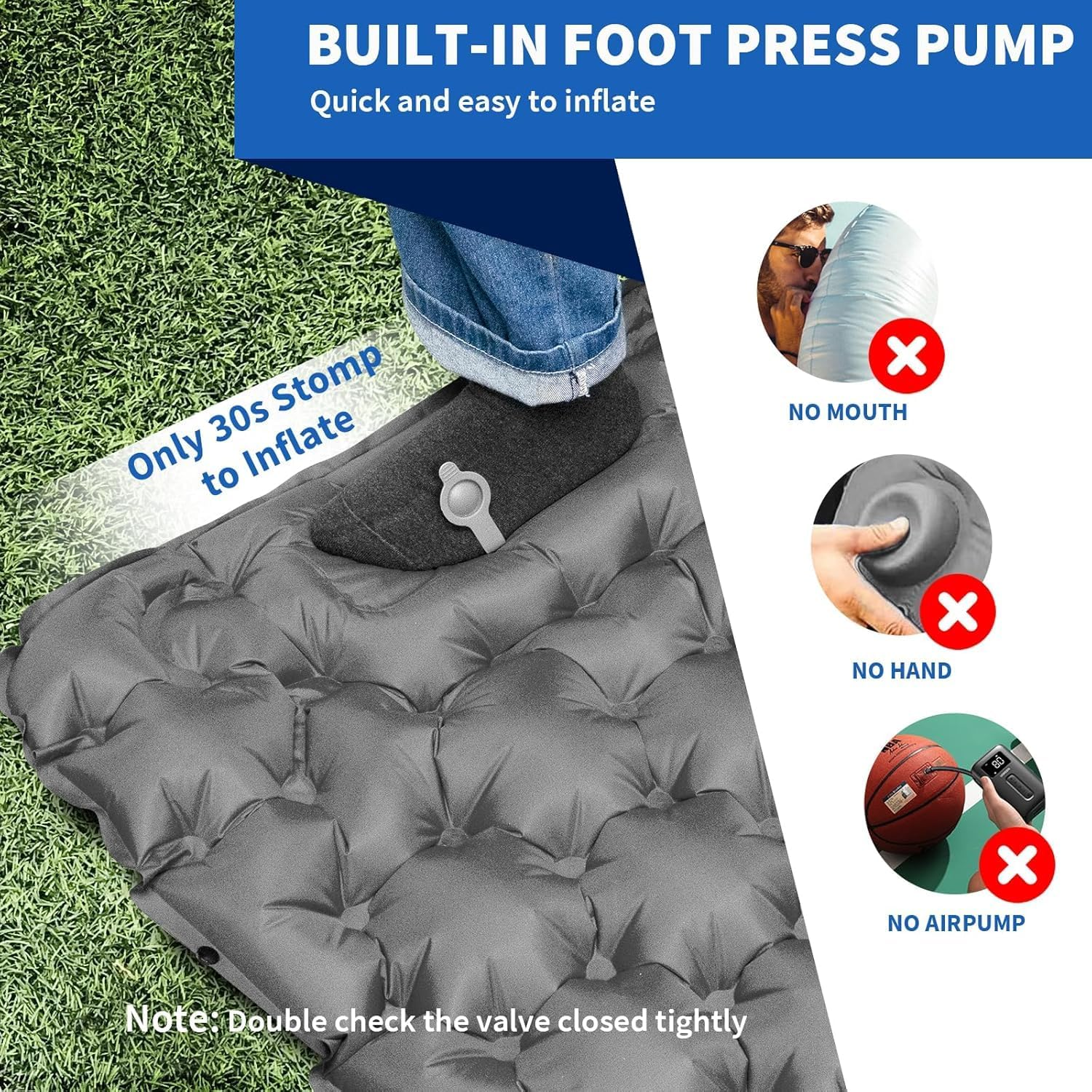 Camping Sleeping Pad, Ultralight Camping Mat with Pillow Built-In Foot Pump Inflatable Sleeping Pads Compact for Camping Backpacking Hiking Traveling Tent image number 1