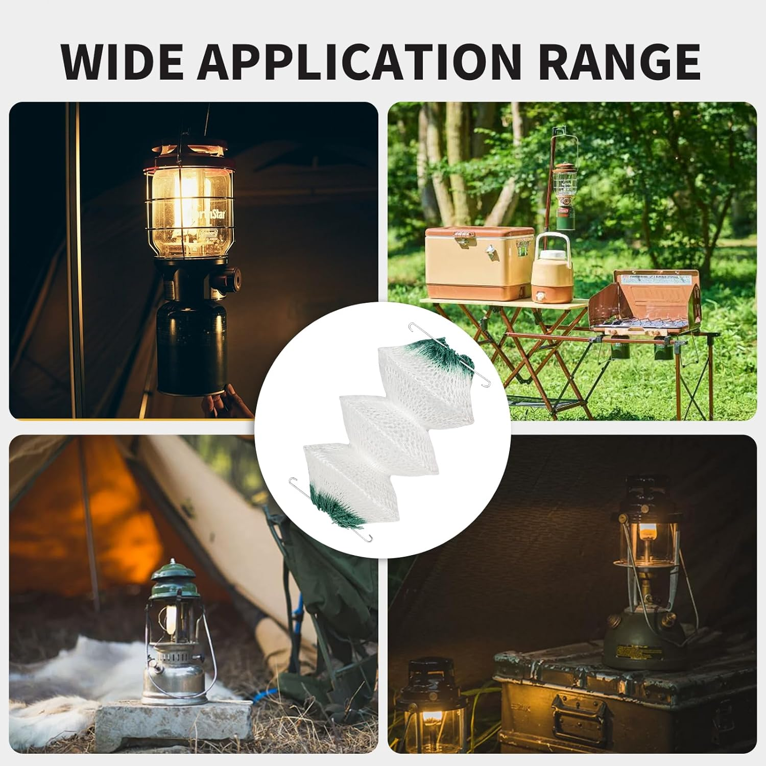 Lantern Mantles for Coleman, 3-Layer Gas Lamp Mantles #95 Clip on with 2 Install Clips image number 4