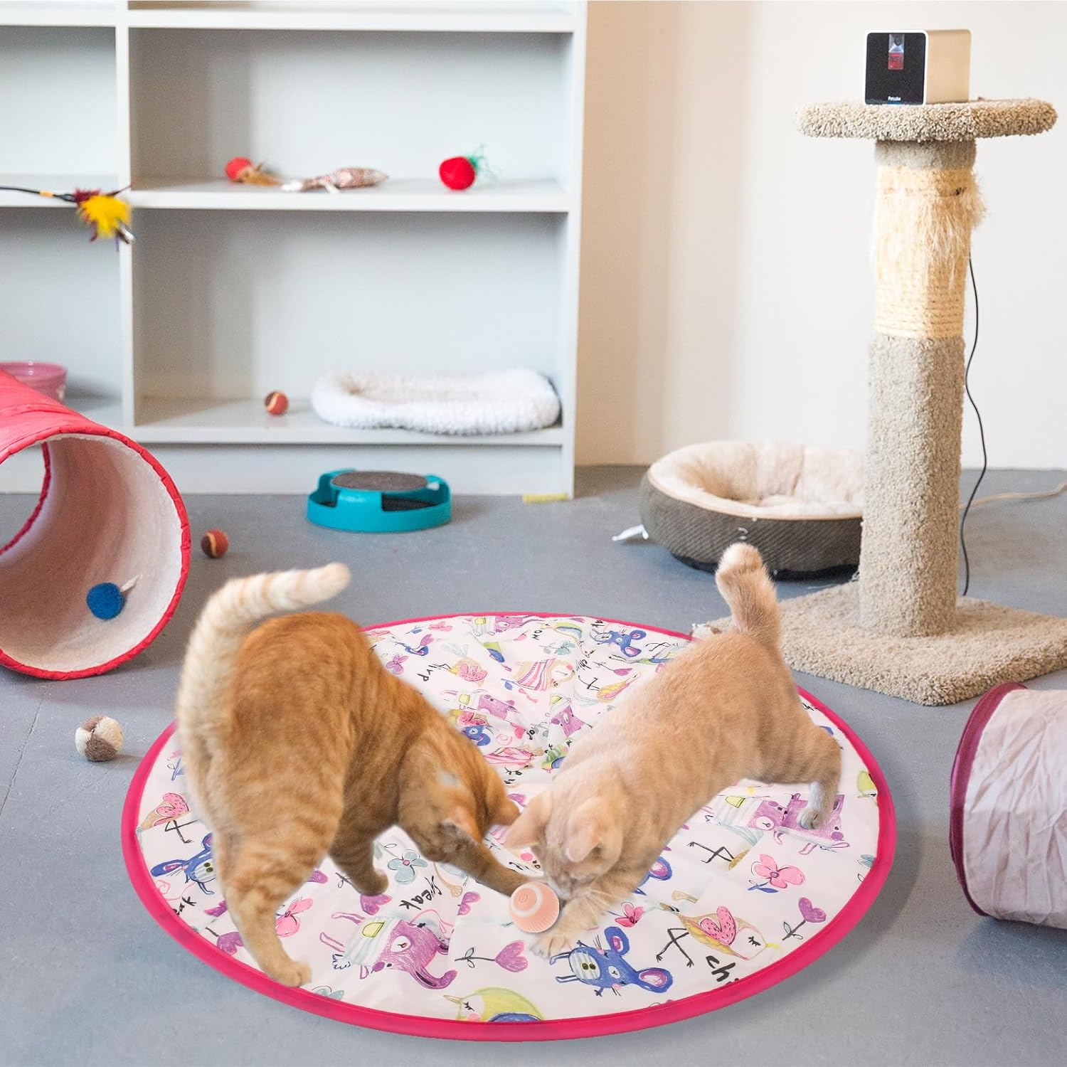 Simulated Cat Hunting Toy with Cat Ball Fun Interactive Cat Toy Rechargeable Hunting Cat Ball Toy Indoor Simulation Hunting Toys for Cats Boredom and Activating Natural Hunting Instincts Pouywh image number 1