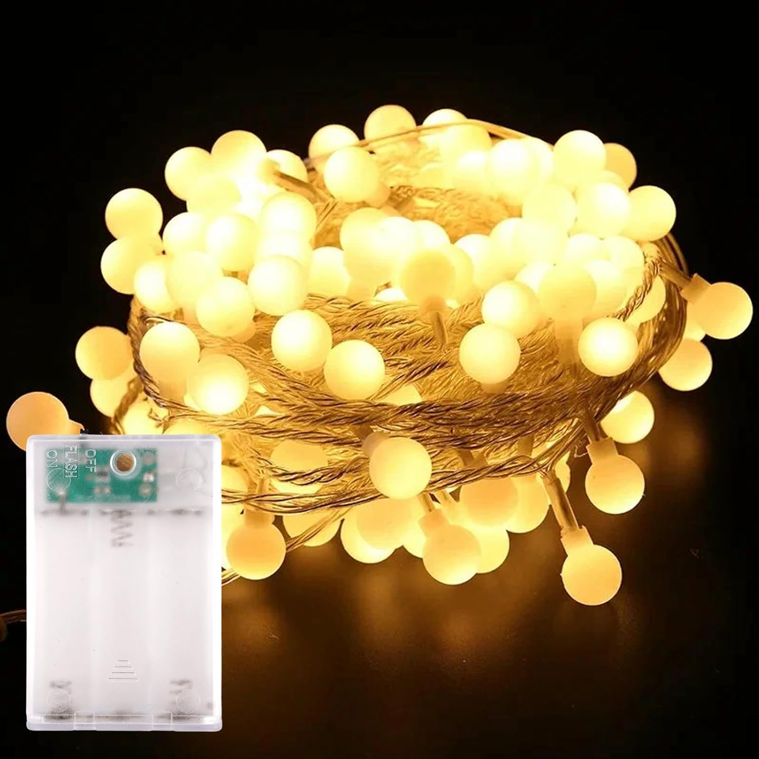 Fairy Lights Battery Indoor 3 M 20 LED Warm White Fairy Lights Balls, Globe Party Fairy Lights Indoor Outdoor for Room, Balcony, Wedding, Party image number 3