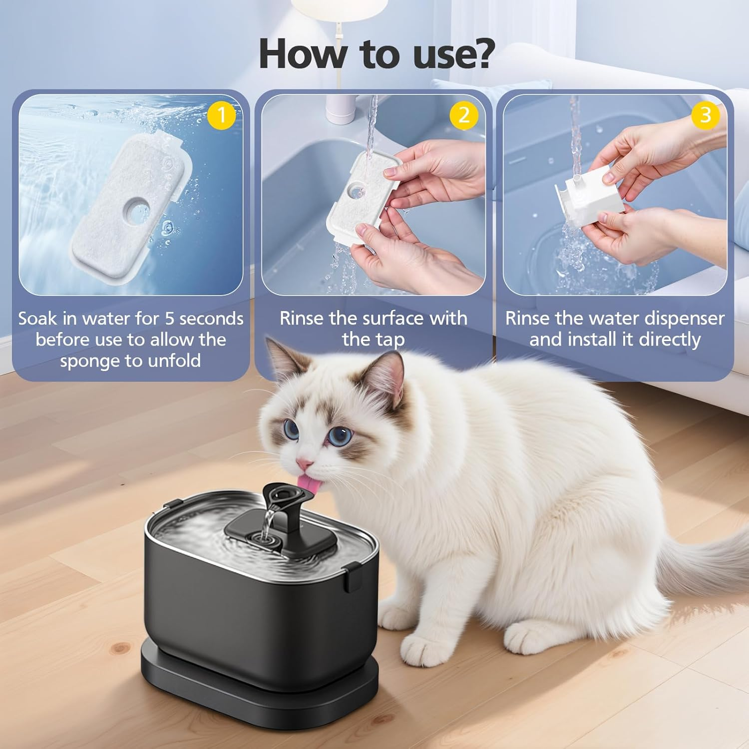 16 Packs Cat Water Fountain Filter for PETLIBRO Dockstream Tomxcute Cat Water Fountain PLWF005 / PLWF105 / PLWF115 / PLWF305 image number 5