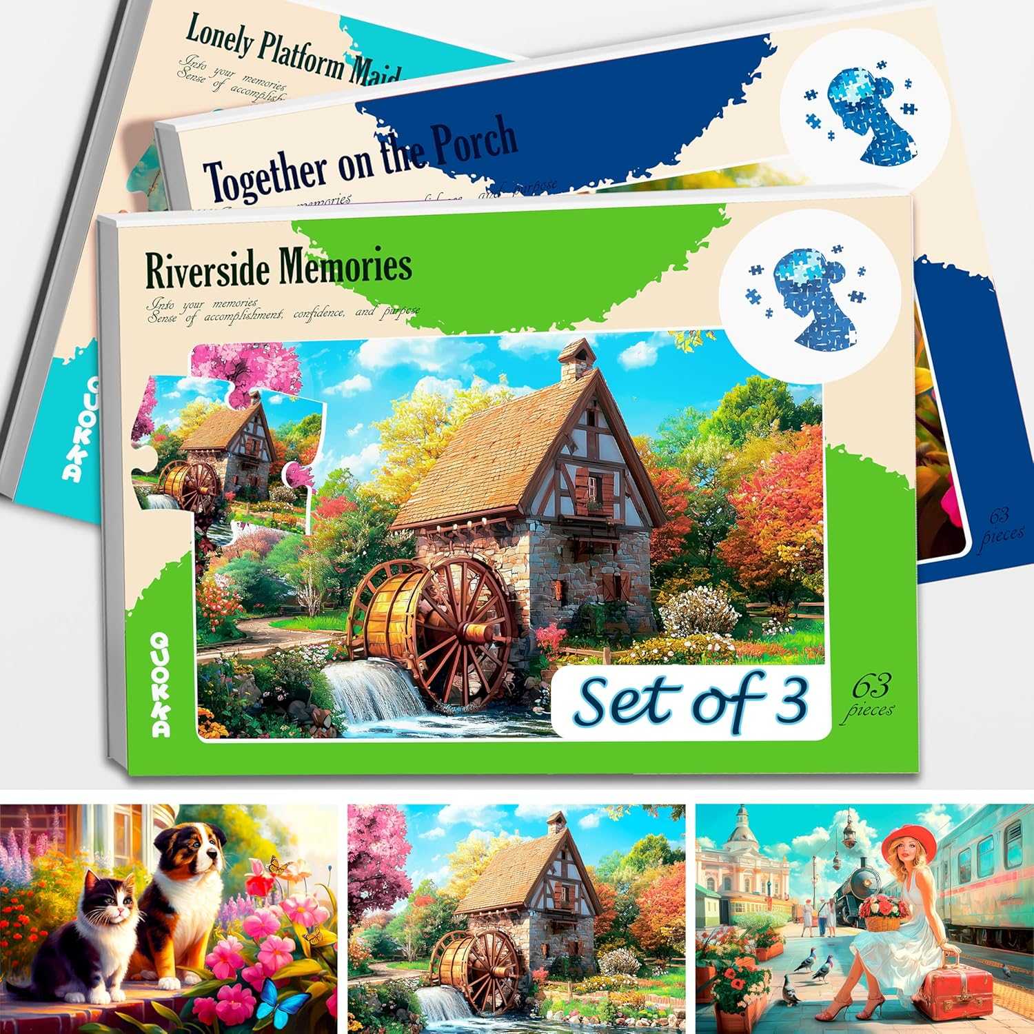 QUOKKA 63 Pieces Dementia Railway Puzzles for Elderly