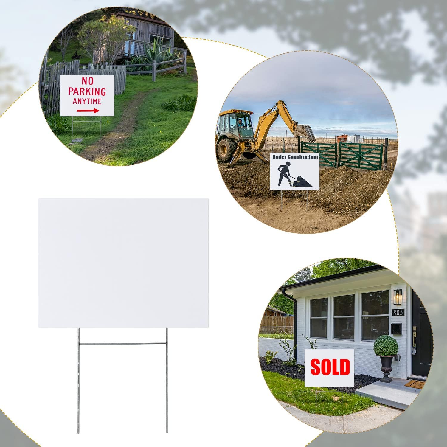 10Pcs Blank Yard Sign, Extra Large Blank Yard Signs with Metal Stakes White Blank Lawn Yard Signs for Garages Garden Outdoors (15.7X11.8 Inch/40X30Cm) image number 6