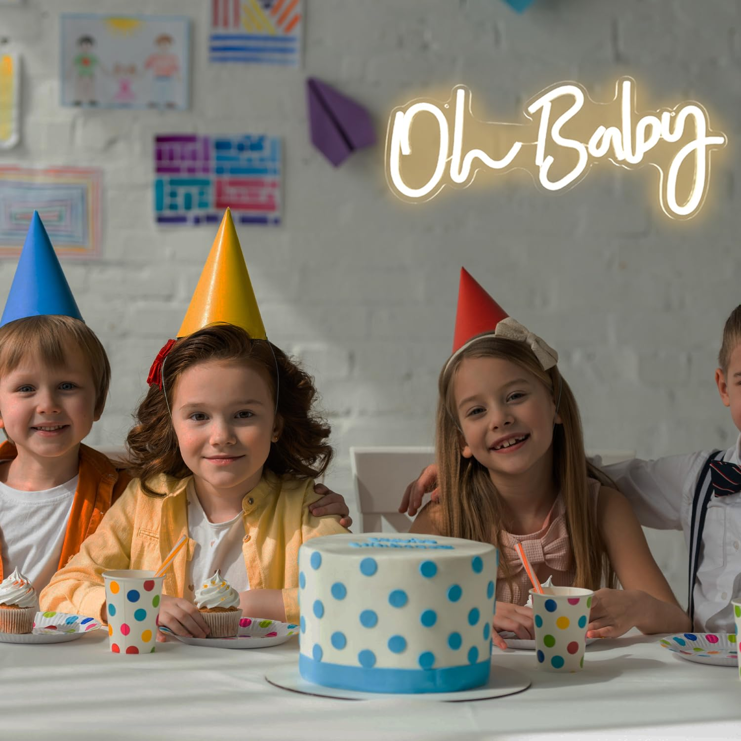 Vveikea Oh Baby Neon Sign Dimmable Neon Light Sign for Wall Decor Oh Babies Sign for Backdrop Led Sign for Baby Shower Wedding Birthday Gifts (16.5" X 7" Warm White) image number 4