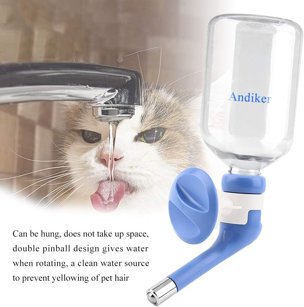 Andiker No-Drip Dog Water Dispenser Bottle-Dog Kennel Cage Water Dispenser Water Drinker Kettle for Pets Can Be Raised and Lowered Drinking Water Feeding Cage Water Bottle for Dogs (Blue)