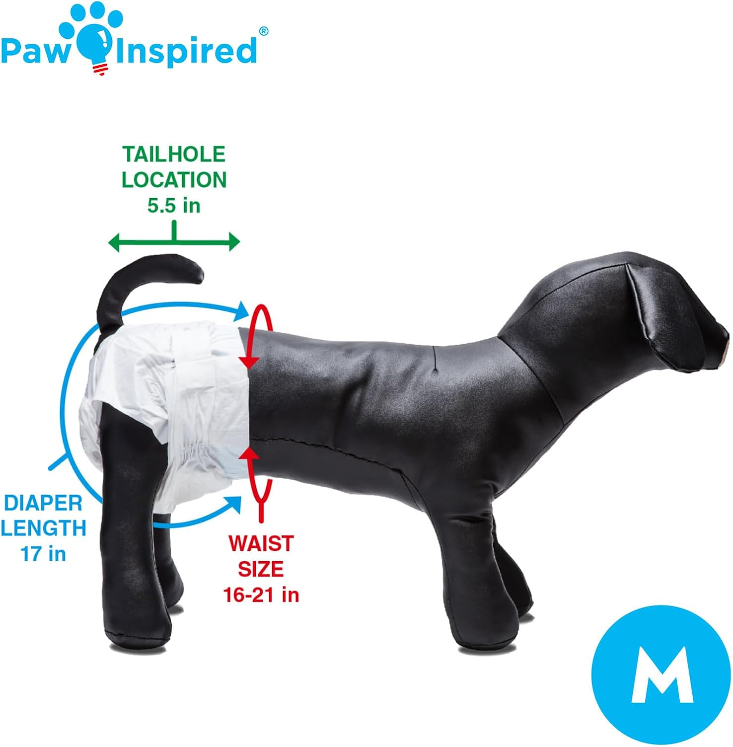 Paw Inspired 32Ct Disposable Dog Diapers | Female Dog Diapers Ultra Protection | Diapers for Dogs in Heat, Excitable Urination, or Incontinence (Medium) image number 1