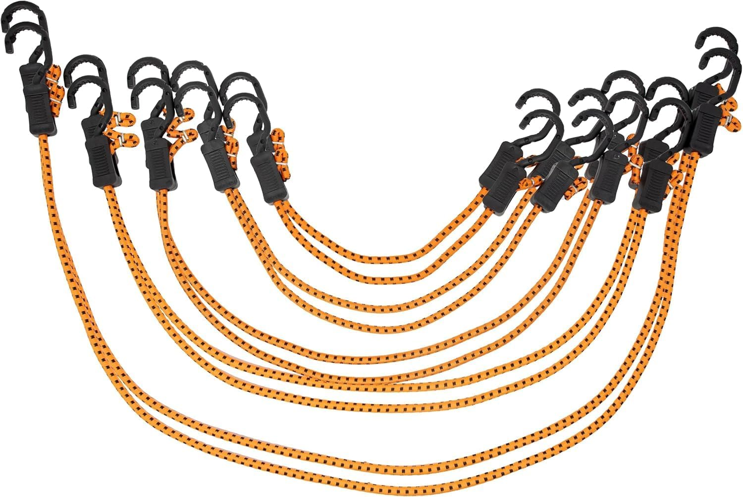 Kotap MABC-ASMT All- Purpose Adjustable Bungee Cords with Hooks, Assorted, Orange/Black, 10 Count image number 4