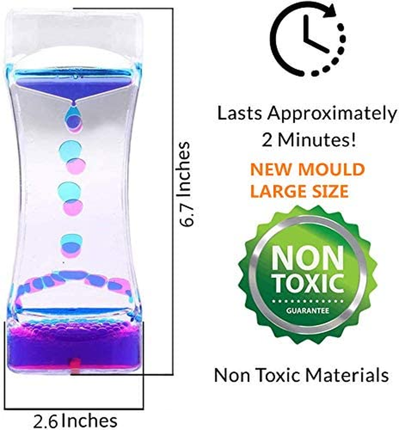 YUE Motion Liquid Bubbler Visual Sensory Timer, 2 Minute &ndash; New Big XL Calming Sensory Drip Drop Color Water Bubble Toy (Single Pack) image number 2