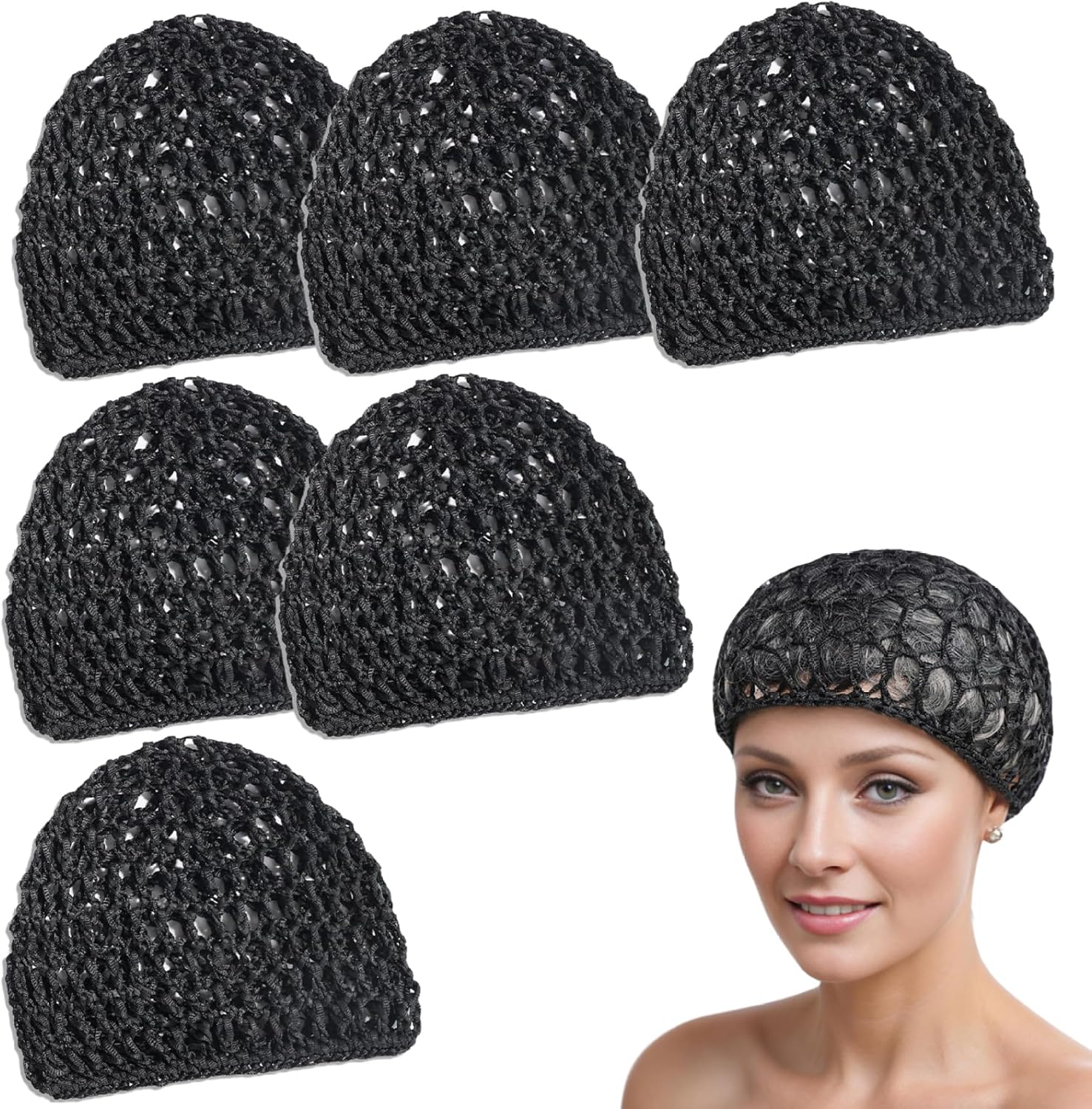 Tubi Hair Wrap, 6PCS Elastic Crochet Hair Net, Soft Breathable Mesh Wrap Net for Silk Press, Nets for Sleeping, Long Straight Curly, Decor image number 3
