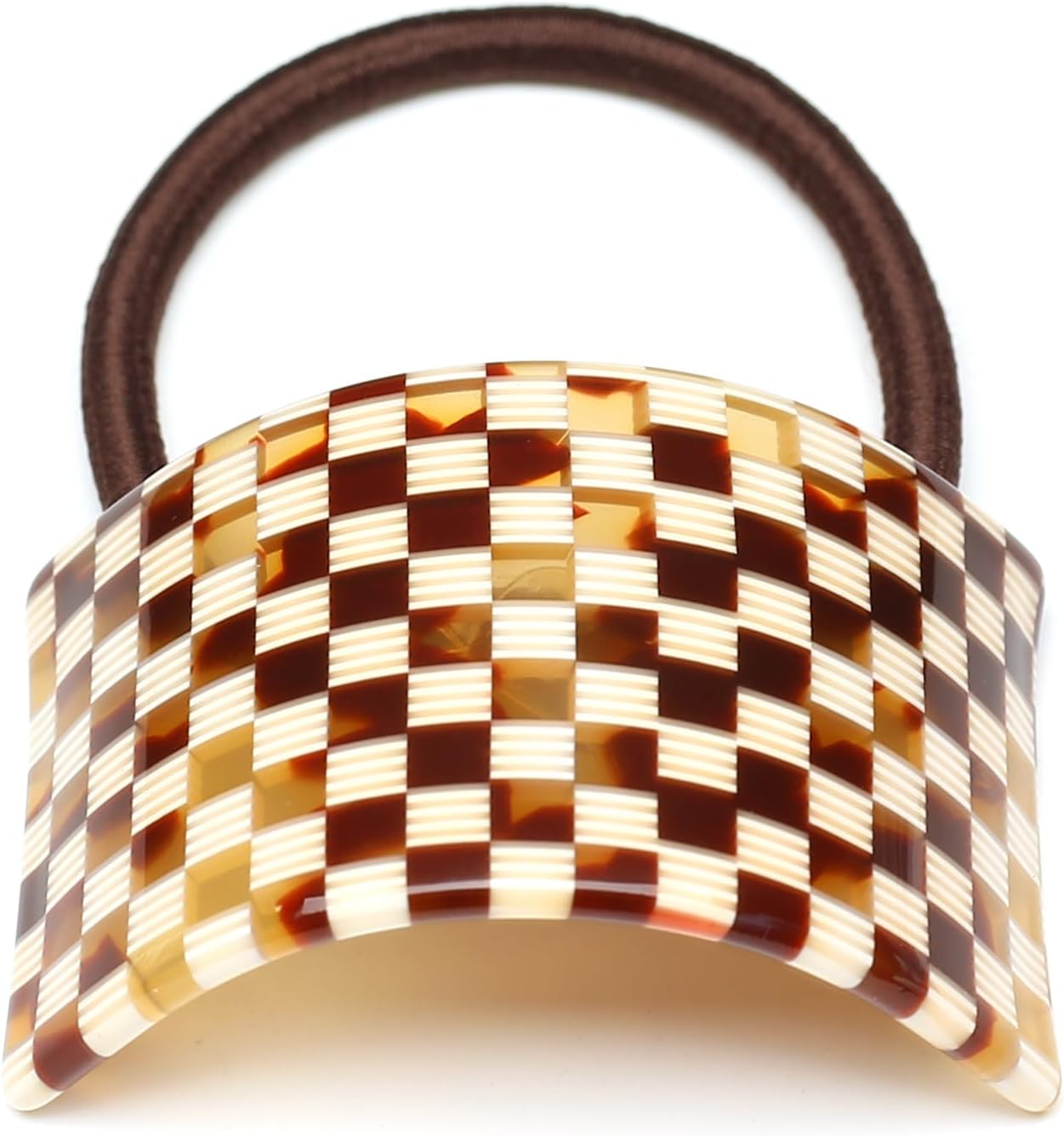 Qingoo Cellulose Acetate Elastic Hair Band Ponytail Holder Women'S Hair Accessories Headdress Elegant Hair Accessory 1 Piece (Checker) image number 3