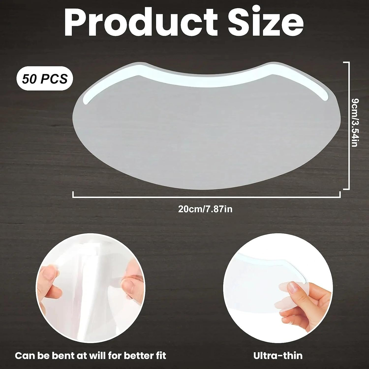 50 PCS Eye Shield after Cataract Surgery Disposable Clear Plastic Eye Shield for Showering Haircut Hairspray Plastic Face Visors for Microblading Shower Visor for Adults Mascara Shield image number 2