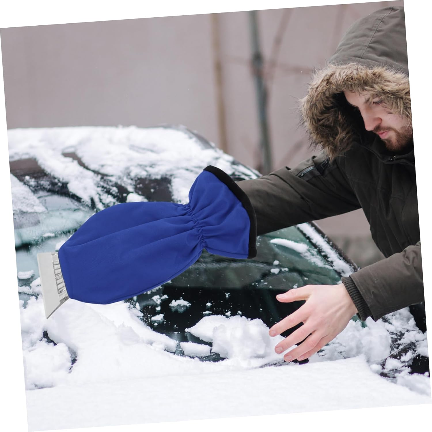 Mobestech Ice Scraper Glove Car Scraper Mitt for Winter Shovel with Brush and Ice Wipe for Car Removal - Red image number 5