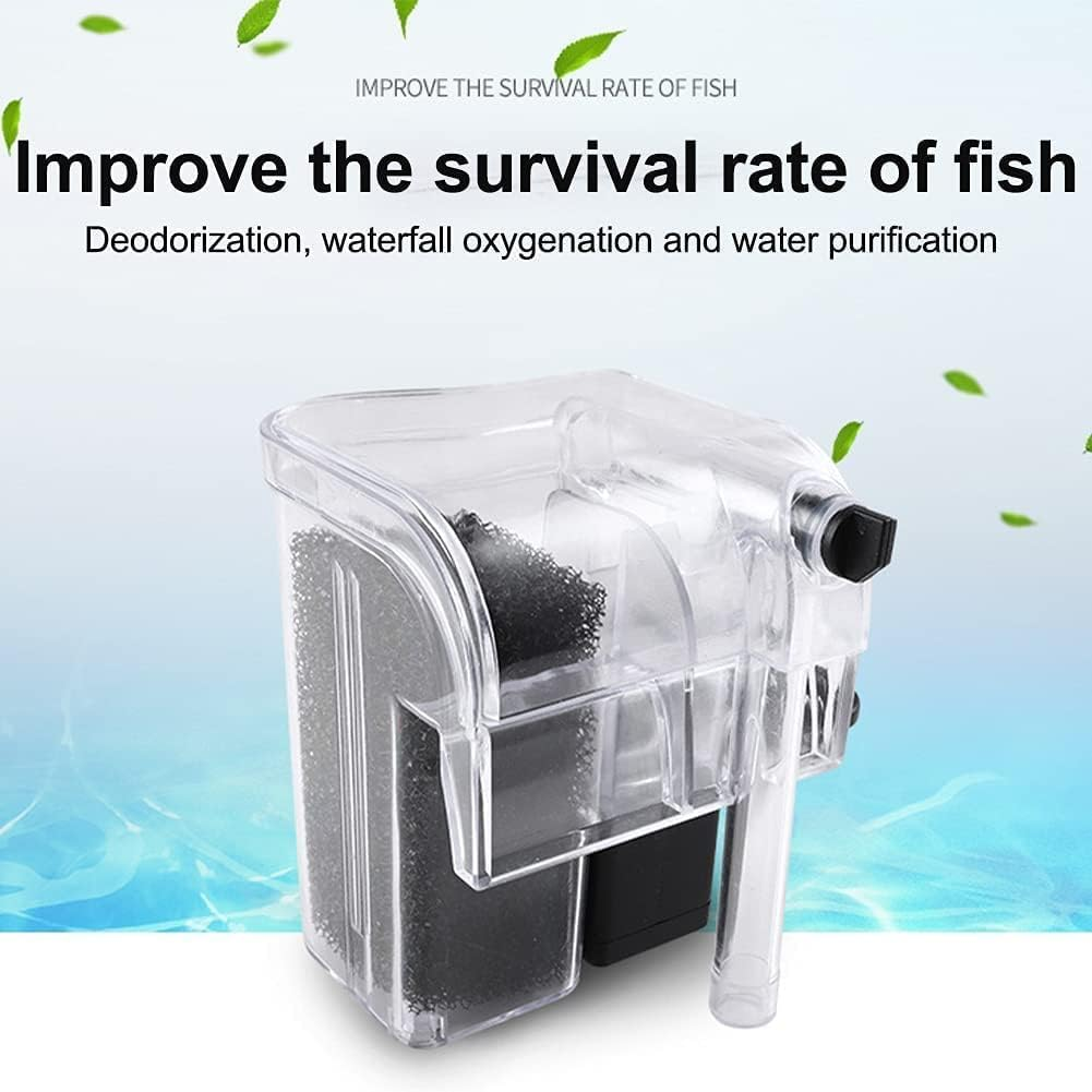 Mumoo Bear Aquarium Filter Hang on Waterfall Small Fish Tank Filter Quiet 66GPH 3W Adjustable Fish Tank Filters with Bio-Foam for 2 to 8 Gallons Aquariums image number 5