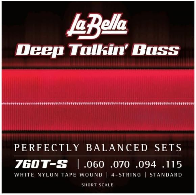 La Bella 760T-S Deep Talkin Brass White Nylon Tape Wound 4- String Short Scale 60-115 image number 3