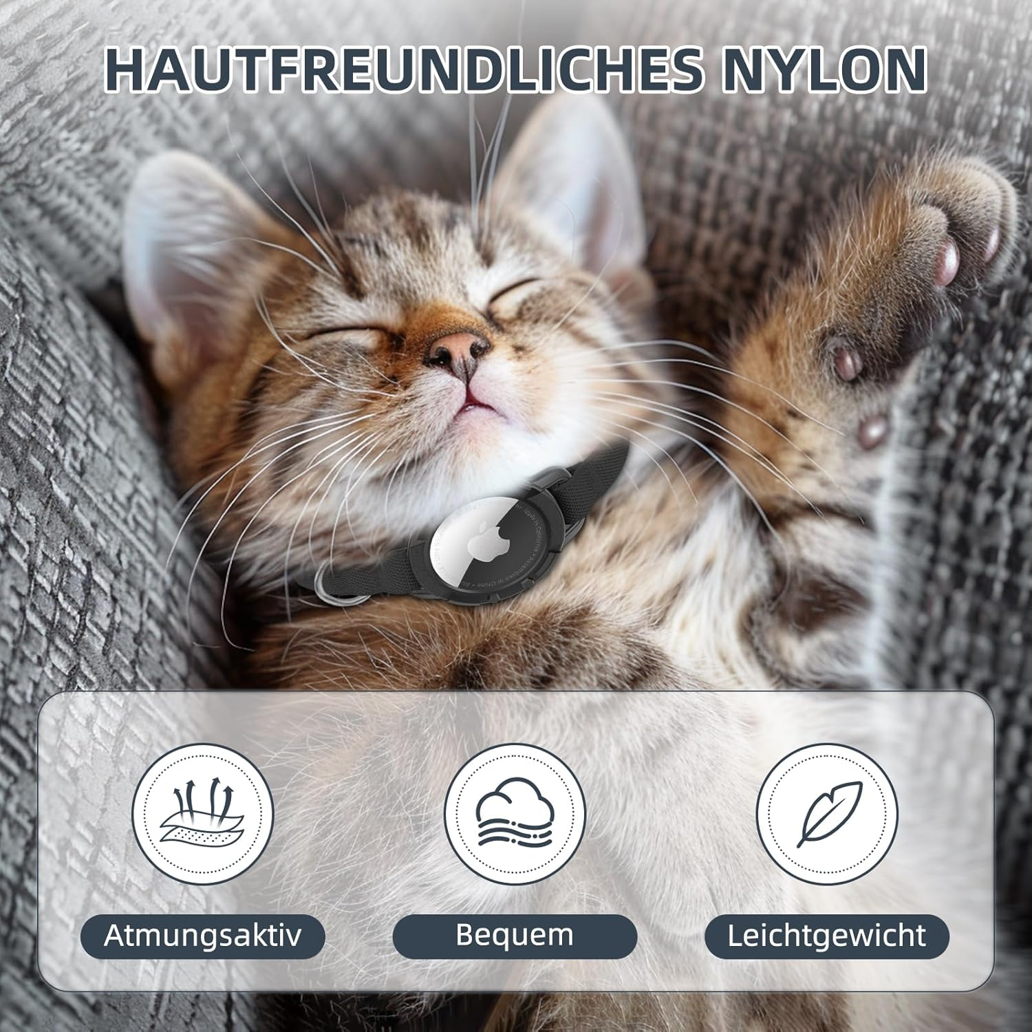 Airtag Cat Collar, Elastic GPS Kitten Collar with Air Tag Holder, Lightweight and Comfortable, Stretchy Cat Tracker Collars for Cats, Kittens and Puppies, 8-12 Inches, Black image number 2