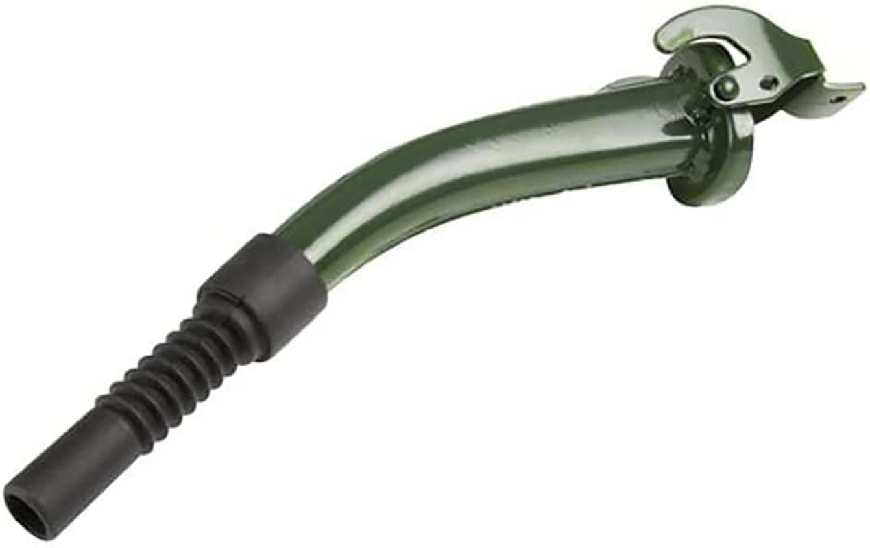 Jerry Can Spout, Metal Car Jerry Can Pouring Nozzle with Rubber Nozzle for NATO Style 5/10/20L Fuel Tank (Olive Green)