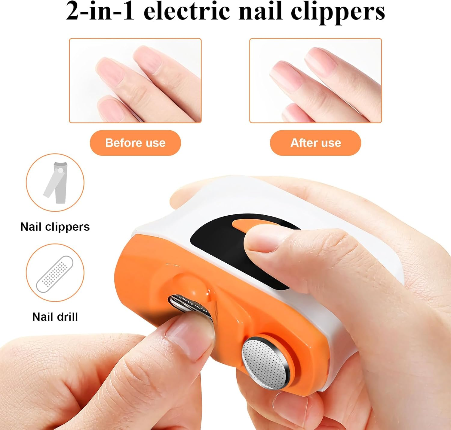 Casmoby Electric Nail Clipper, 3 in 1 Electric Nail Clipper with 3 Speeds & LED Light, Fingernail Trimmer and Polisher with Nail Scraps Storage, USB Rechargeable Suitable for Kids, Adults, Senior image number 4