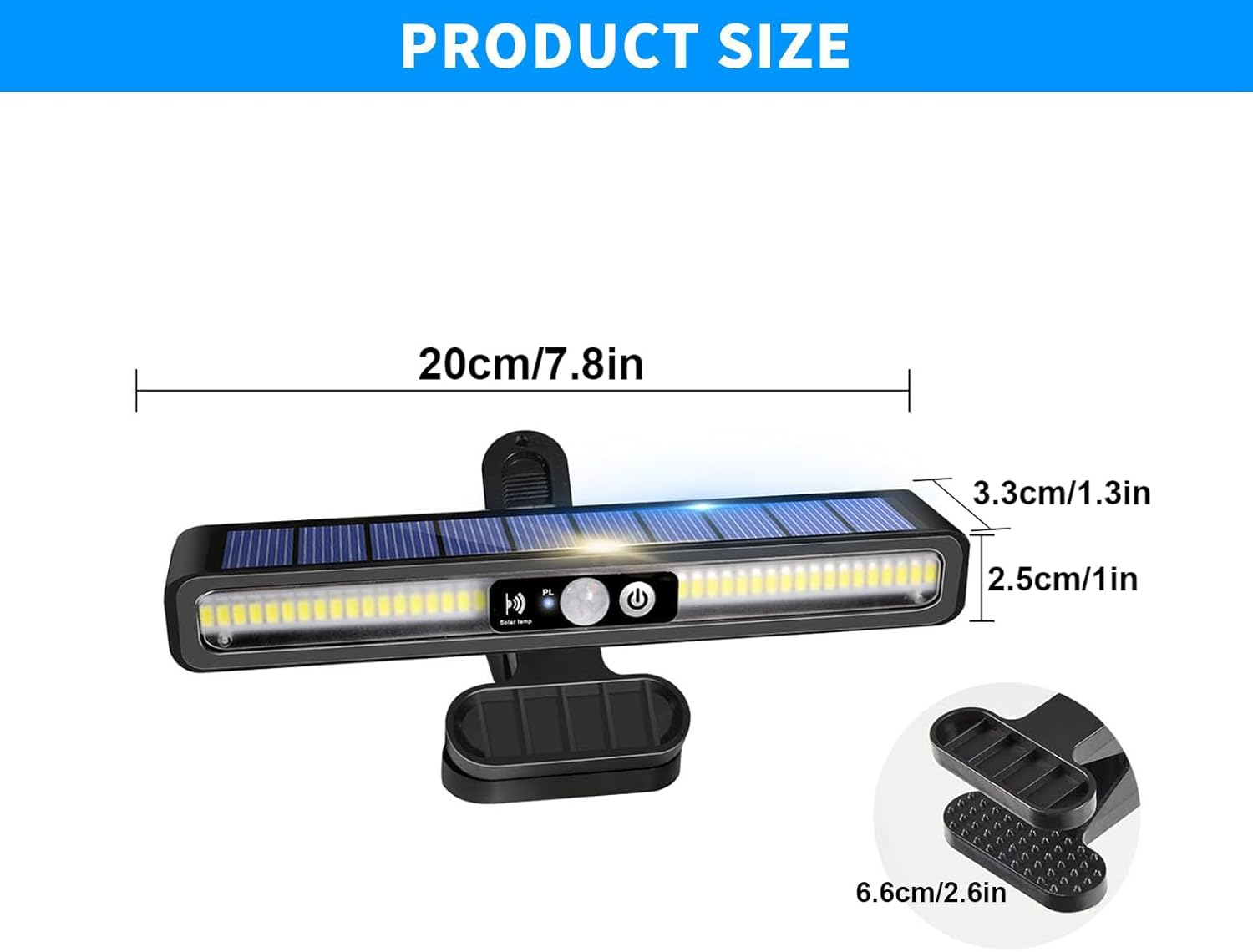 Clip on Solar Motion Lights Outdoor Waterproof, 2 Pack Solar Fence Lights outside with 36 LED, 6000K, Portable Solar Powered Security Light for Fence Garage Camping image number 3