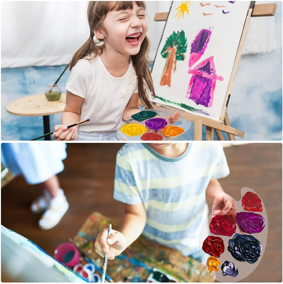 Clean Paint Palette with Thumb Hole, 3 Pack Non-Stick Paint Palette Tray for Adults Kids, Transparent Easy Clean Oil Paint Mixing Tray for Oil Watercolor Craft DIY Art Painting image number 5