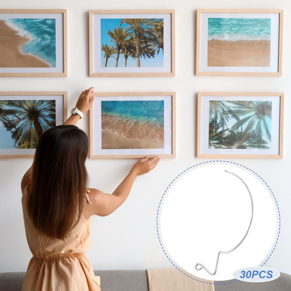 RESFNSE 30 Pcs Stainless Steel Monkey Hooks Picture Hangers Wall Hangers without Nails Wall Hooks image number 4