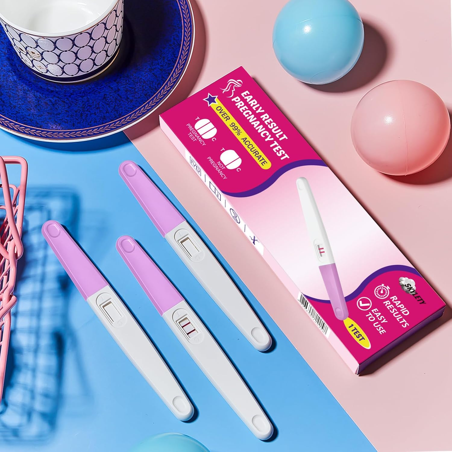 Skylety 3 Pieces Fake Positive Pregnancy Test Prank Fake Early Result Pregnancy Test Always Turns Positive for Practical Joke(Purple)
