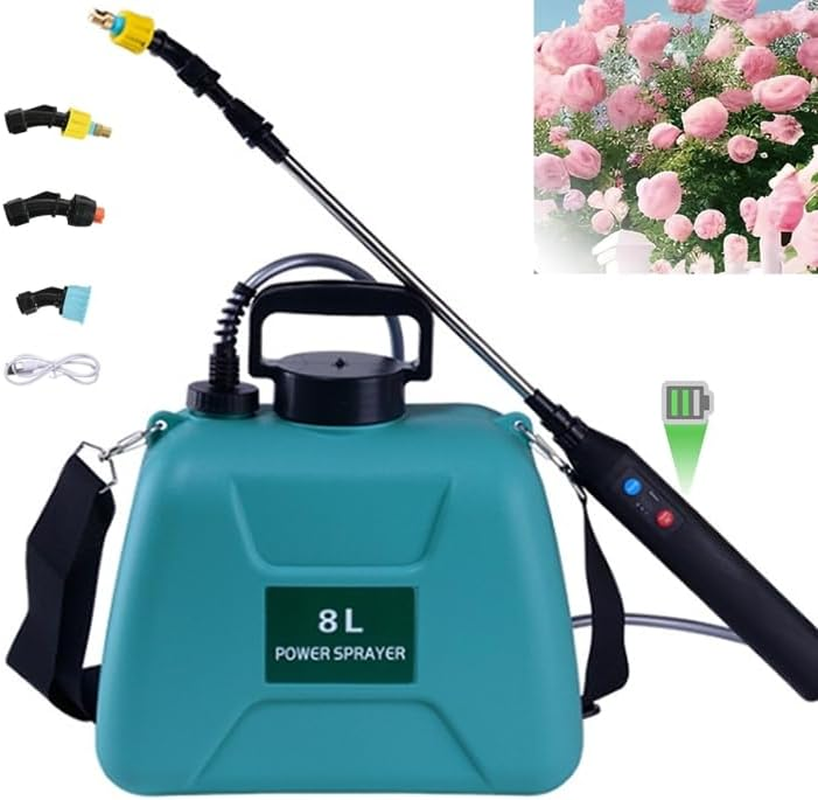 Electric Sprayer with 3 Adjustable Speed, Battery Powered Pump Sprayer, 2 Gallon Garden Sprayer with Retractable Wand, 4 Mist Nozzles, Adjustable Shoulder Strap for Lawn, Yard, and Garden image number 3