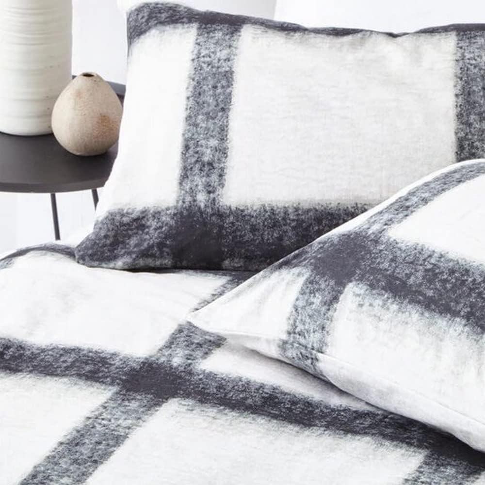 The Linen Yard Mohair Check Duvet Cover Set, Natural/Black, 137 X 200 Cm image number 3