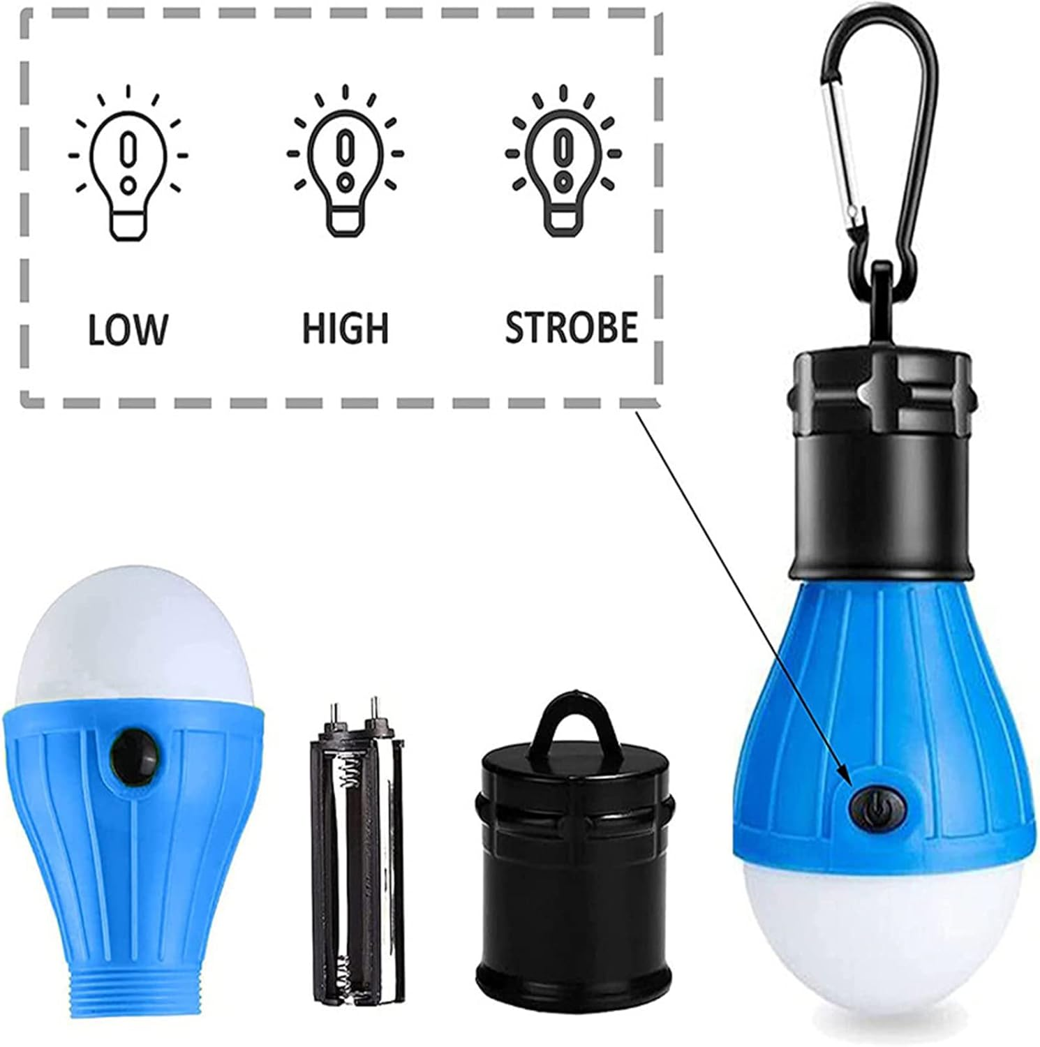 1PC Camping Light Bulb Portable LED Camping Lantern Camp Tent Lights Lamp Camping Gear and Equipment with Clip Hook for Indoor and Outdoor Hiking Backpacking Fishing Outage Emergency image number 6