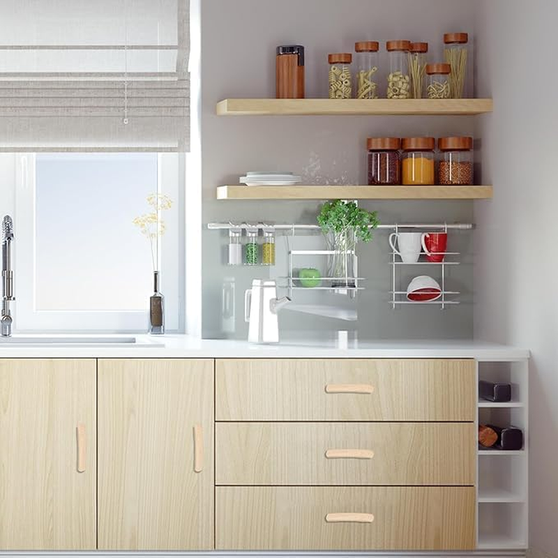 10 PCS Wooden Drawer Pulls Wooden Handles Wood Cabinet Pulls Unfinished Knobs Pulls Handles with Screws Wood Handles for Drawers Dresser Wardrobe image number 5