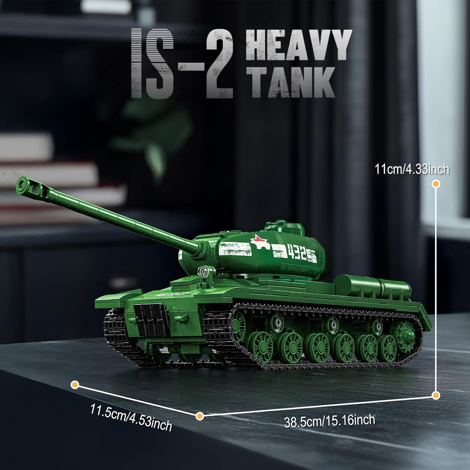 Brihappen Tanks Building Set for Adult Boys (1402 Pieces), Military World Classic Is-2 Heavy Tank Blocks Toy Home Office Collection Model, Birthday Gifts for Building Blocks Lover